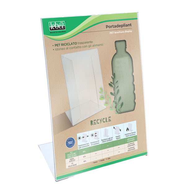 Portadepliant PET riciclato 15x21 cm con base a L - Lebez