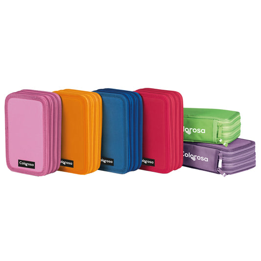Astuccio Colors 3 Zip 13x20x7,5 cm Tessuto Colori Assortiti – Colorosa