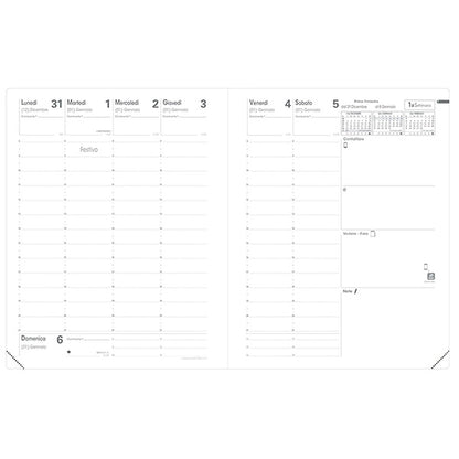agenda settimanale presidente marlow 2027 - 21 x 27 cm - nero - Quo Vadis