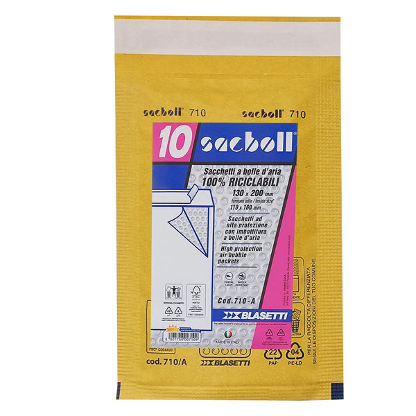 Busta Imbottita Sacboll A 13x20 cm – Carta Avana FSC – Conf. 10 pz – Blasetti