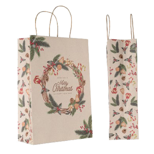 SHOPPER MAINETTI NATALE CARTA KRAFT GHIRLANDA MATALIZIA CF. 25 PZ.