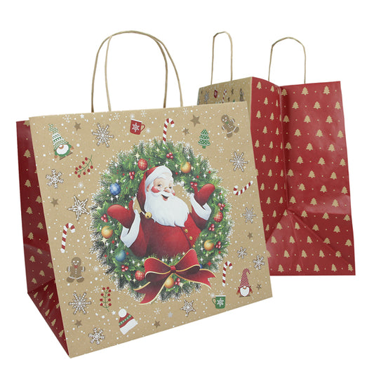 Shopper natalizia Big Santa in carta biokraft 35 x 22 x 32 cm – conf. 15 pezzi