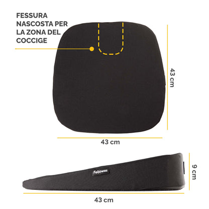 Cuscino breyta inclinato - 9 x 43 x 43 cm - in tessuto - nero - Fellowes