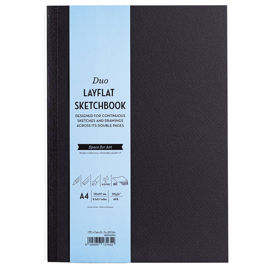 Sketchbook Duo Layflat  A4 105 gr 60 pag  copertina nera