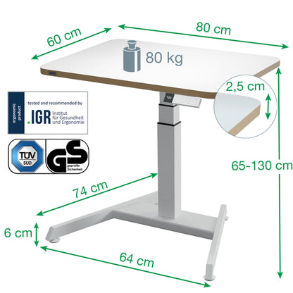 Scrivania compatta elettrica sit-stand - fissa - 80 x 60 x 65-130 cm - bianco - Leitz