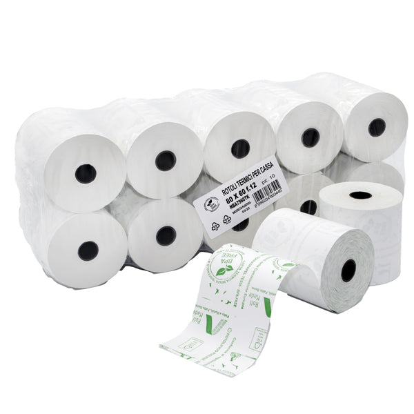 Rotolo cassa carta termica 79 mm x 60 m BPA free - blister 10 pezzi