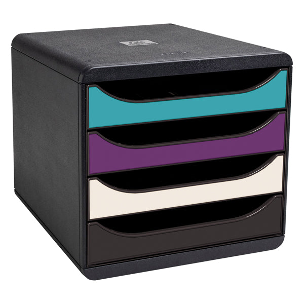 Cassettiera Big Box Titane 4 cassetti, 34,7 x 27,8 x 26,7 cm, colori assortiti – Exacompta