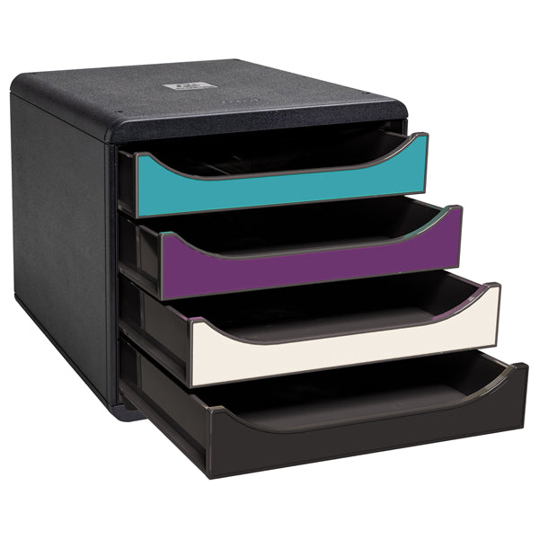 Cassettiera Big Box Titane 4 cassetti, 34,7 x 27,8 x 26,7 cm, colori assortiti – Exacompta