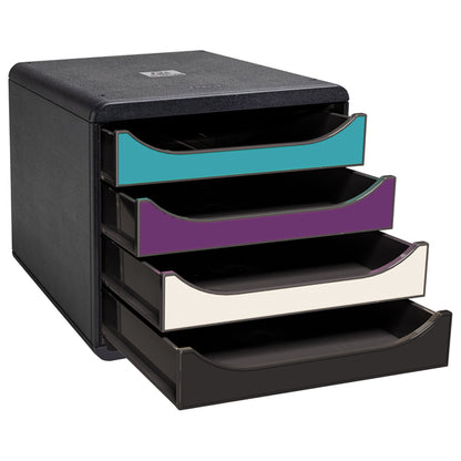 Cassettiera Big Box Titane 4 cassetti, 34,7 x 27,8 x 26,7 cm, colori assortiti – Exacompta