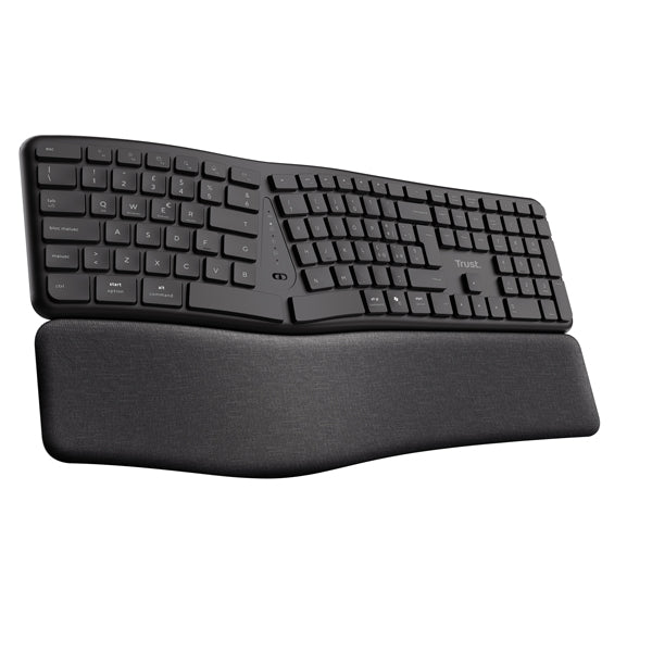 Tastiera Wireless Ergonomica ErgoCert – Layout Diviso, USB 2,4 GHz e Bluetooth, 85% Riciclata - Trust