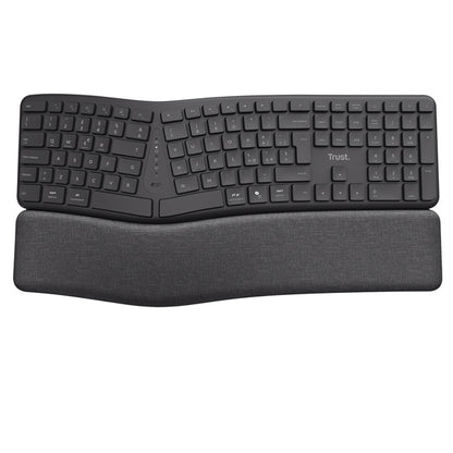 Tastiera Wireless Ergonomica ErgoCert – Layout Diviso, USB 2,4 GHz e Bluetooth, 85% Riciclata - Trust