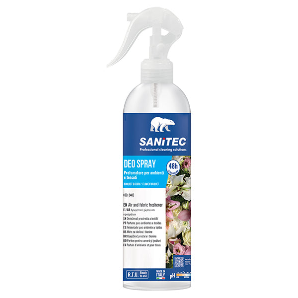 Profumatore Deo Spray Ambienti e Tessuti 300 ml 3 Fragranze Elimina Odori - Sanitec