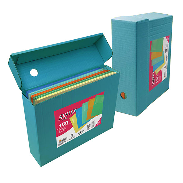 Cartelline a L con finestra Sintex - 120 gr - A4 - colori assortiti - SintexBox 150 pz - Blasetti