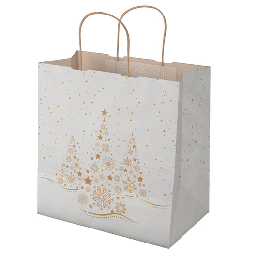 Shopper natalizia Xmas Dream bianca e oro 28 x 17 x 29 cm – conf. 25 pezzi