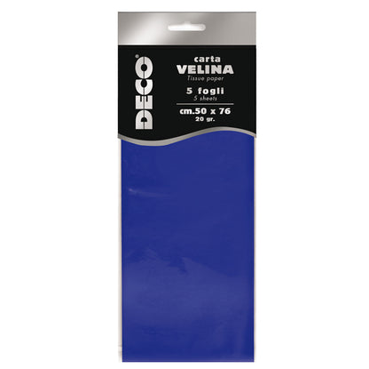Carta Velina Deco 20 gr – 50x76 cm, Busta 5 Fogli, 13 Colori Disponibili