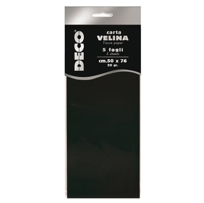 Carta Velina Deco 20 gr – 50x76 cm, Busta 5 Fogli, 13 Colori Disponibili