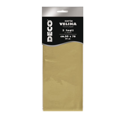 Carta Velina Deco 20 gr – 50x76 cm, Busta 5 Fogli, 13 Colori Disponibili