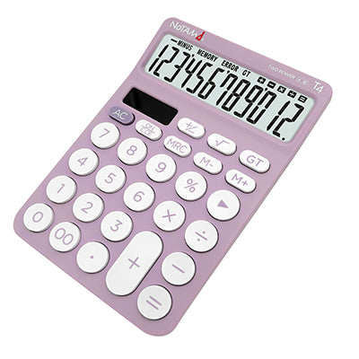 Calcolatrice Notami Bakery T4 da Tavolo 12 Cifre – Colori Pastello | Doppia Alimentazione