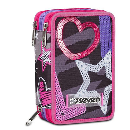 SCUOLA- COD 300102430- ASTUCCIO 3 ZIP DRAFT HEART