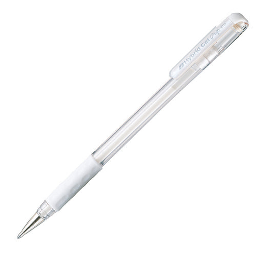 Penna gel bianca Hybrid Grip Luna K118 0,8 mm, confezione 12 pezzi – Pentel