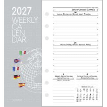 Ricambio organizer settimanale carta bianca 2027 intempo