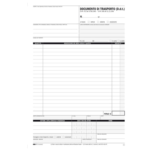 Blocco DDT 25 fogli 4 copie autoricalcanti 29,7x21cm - Edipro