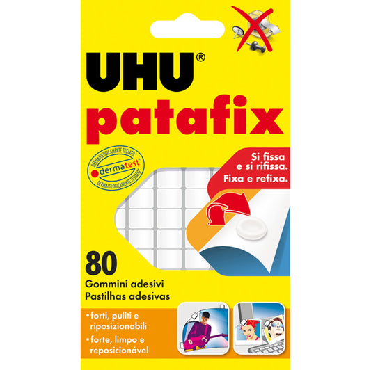 Supporti in gomma adesiva UHU Patafix – bianco – conf. 80 pezzi – UHU