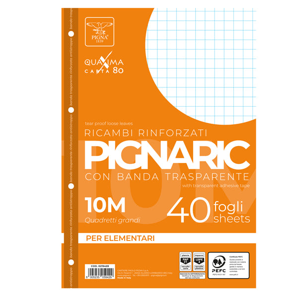 Fogli forati rinforzati A4 Pignaric  80gr - Pigna - conf. 40 pezzi