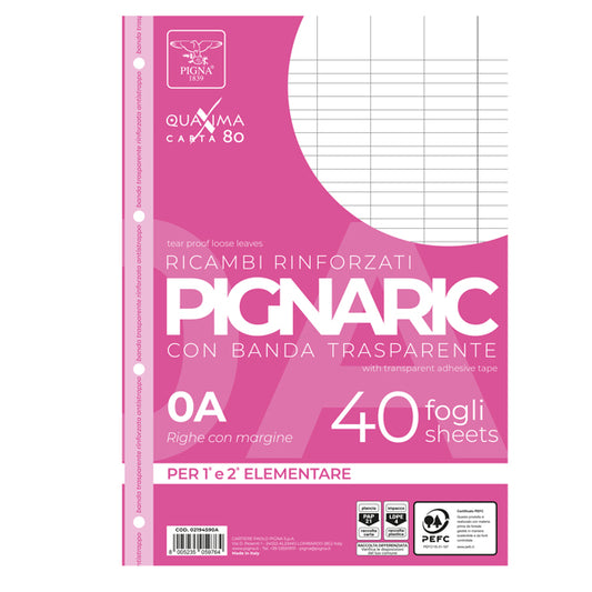 Fogli forati rinforzati A4 Pignaric  80gr - Pigna - conf. 40 pezzi