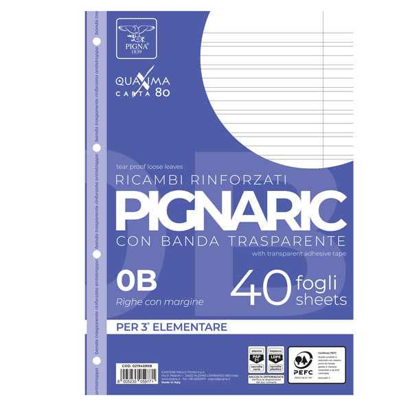 Fogli forati rinforzati A4 Pignaric  80gr - Pigna - conf. 40 pezzi