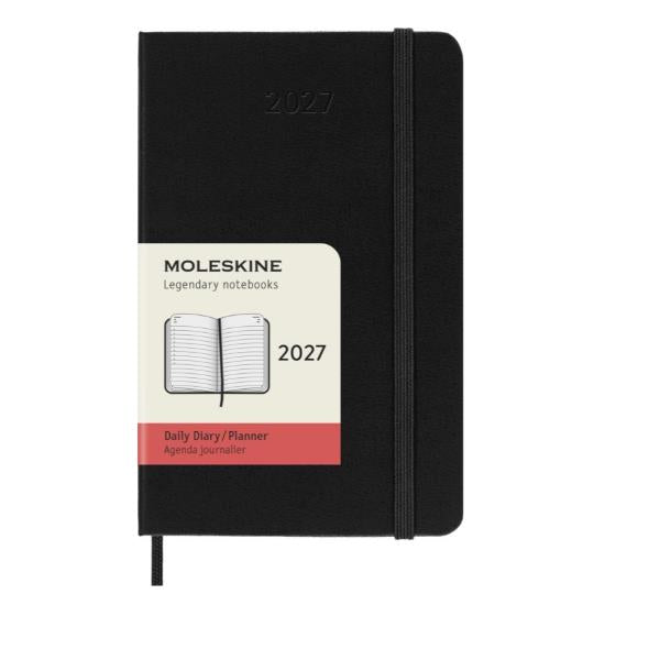 Agenda giornaliera Pocket 2027 nera con copertina rigida Moleskine