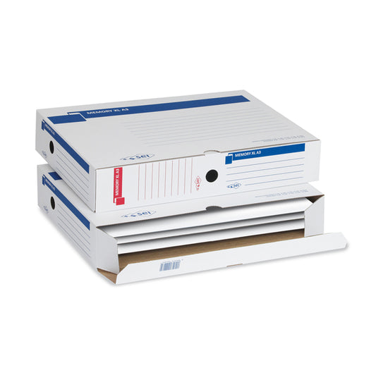 Scatola archivio Memory XL A3 - 30 x 42 cm - dorso 8 cm - bianco -Conf. 10 pezzi  Sei Rota