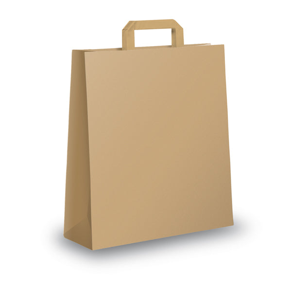 CONFEZIONAMENTO-COD 64916- SHOPPER MANIGLIE PIATTINA AVANA 25x10x29CM CF.350 PZ.