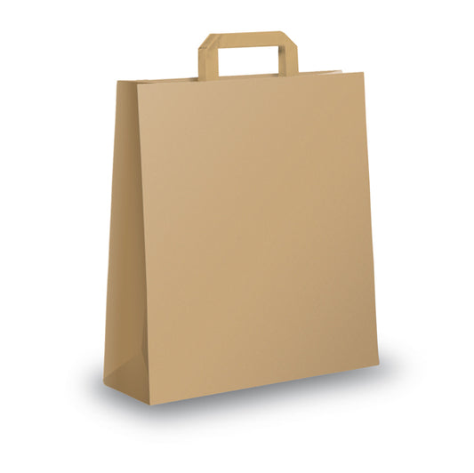 CONFEZIONAMENTO-COD 64916- SHOPPER MANIGLIE PIATTINA AVANA 25x10x29CM CF.350 PZ.