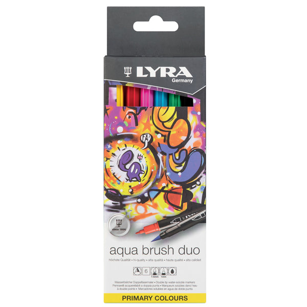 Pennarelli Lyra Aqua Brush Duo – Doppia Punta, 4 Palette da 6 Pz.