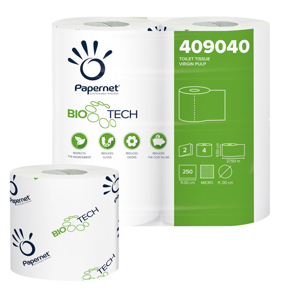 Carta Igienica Standard Bio Tech 2 Veli 250 Strappi – 4 Rotoli – Papernet