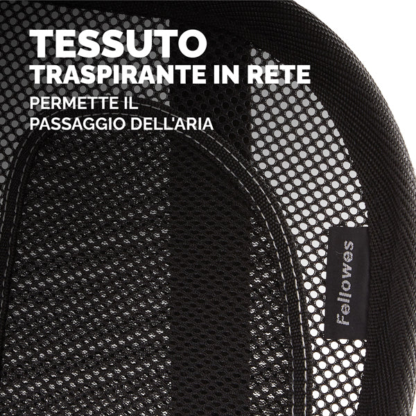 Supporto schiena office suites - 50 x 45 x 20 cm - in tessuto a rete - nero - Fellowes