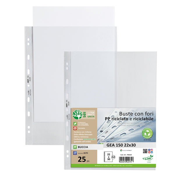 Buste Forate A4 PPL  Riciclato – Eco Sostenibili | Sei Rota