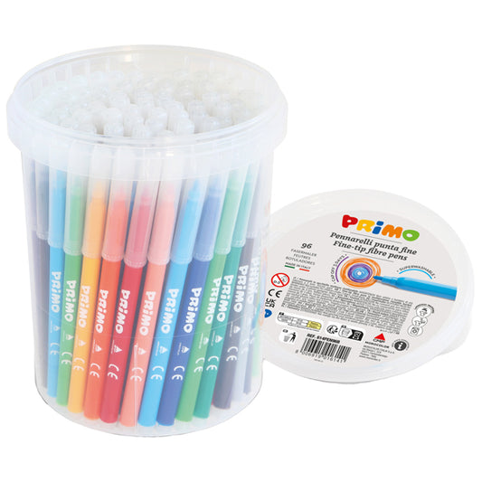 Pennarelli punta fine colori assortiti secchiello 96 pz – Primo