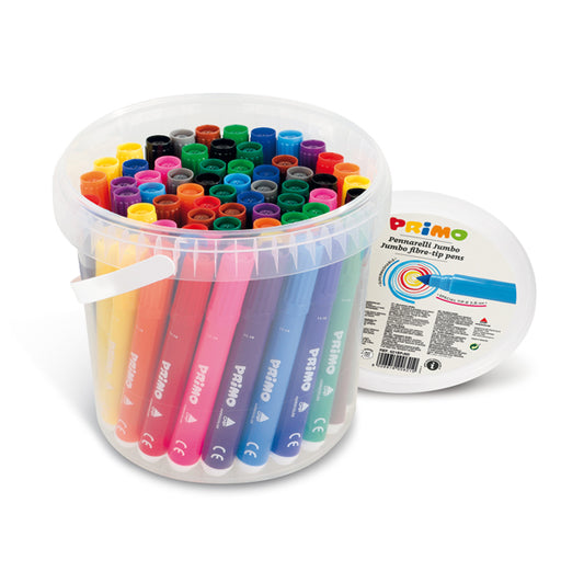 Pennarelli Jumbo punta ø7,6 mm colori assortiti secchiello 60 pz – Primo