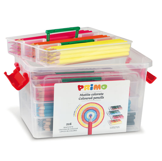 Matite colorate fusto esagonale laccato schoolbox 216 pz – Primo
