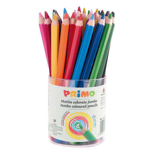 Matite colorate Jumbo fusto esagonale laccato conf. 36 pz – Primo
