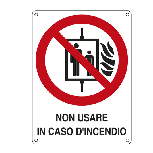 Cartello Segnalatore – Non Usare in Caso di Incendio – 11,5x16 cm