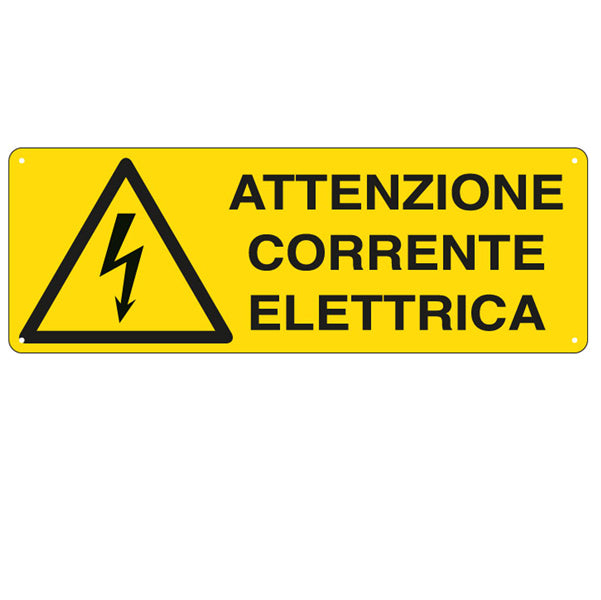 Cartello Segnalatore – Attenzione Corrente Elettrica – Alluminio