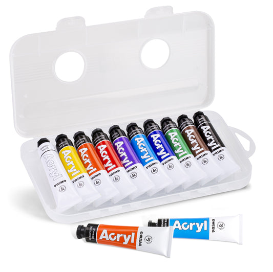 Colori acrilici 18ml assortiti - astuccio 10 colori - Primo