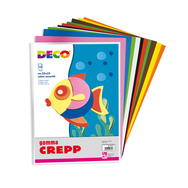 Gomma Crepp - 20 x 30 cm - colori assortiti - DECO - conf. 10 fogli