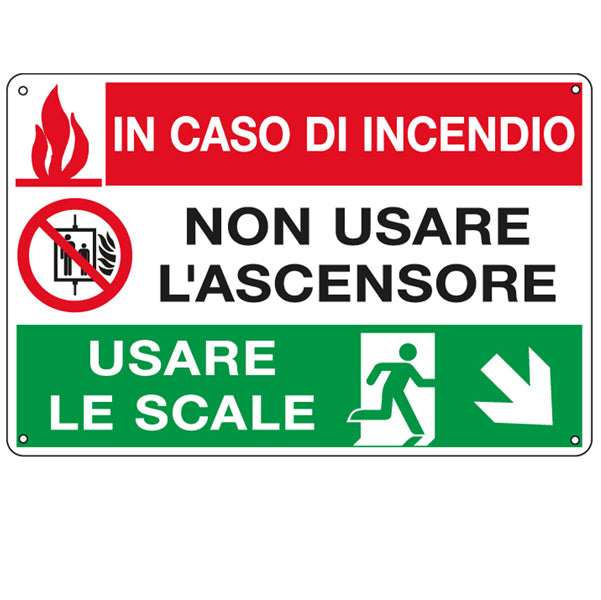 Cartello Segnalatore – In Caso di Incendio Non Usare l'Ascensore