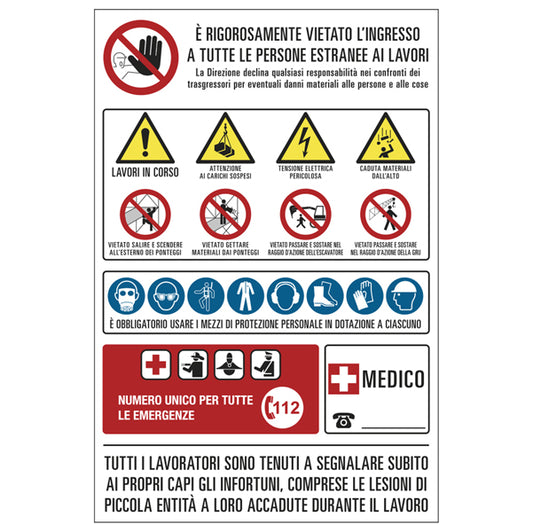 CARTELLO SEGNALATORE - cantiere multisimbolo - polionda