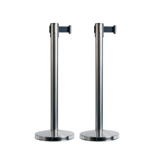 Colonnine Segnapercorso Budget Retractable Set 2 pz Nastro Nero 210 cm | Securit