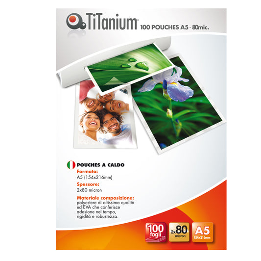 POUCHES TITANIUM PER PLASTIFICARE A5 CONF. DA 100 PEZZI